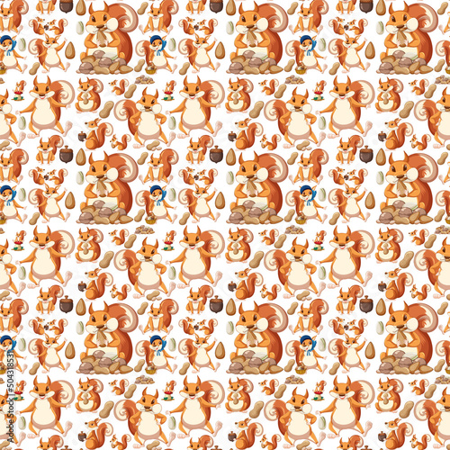 Cute animals cartoon seamless background