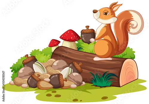 Garden scene with cute squirrel
