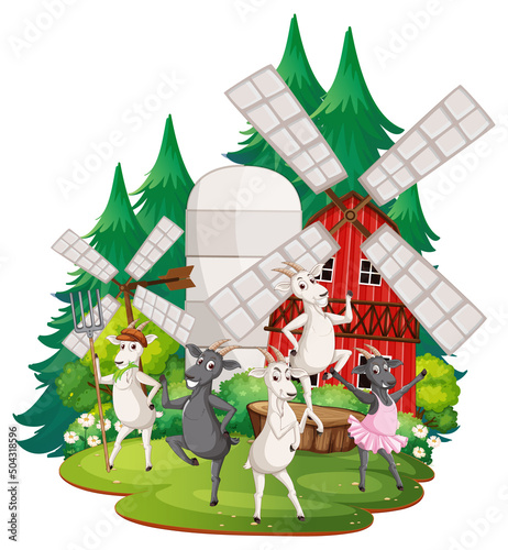 Happy animals in farm cartoon