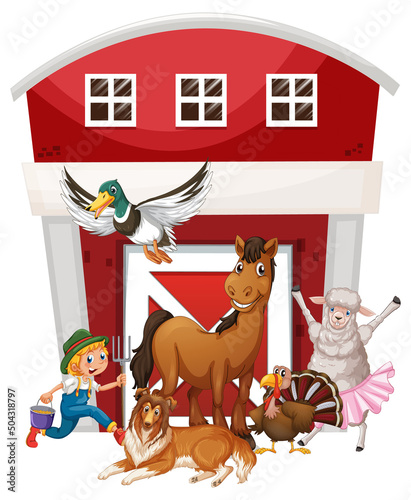 Farming theme with many animals