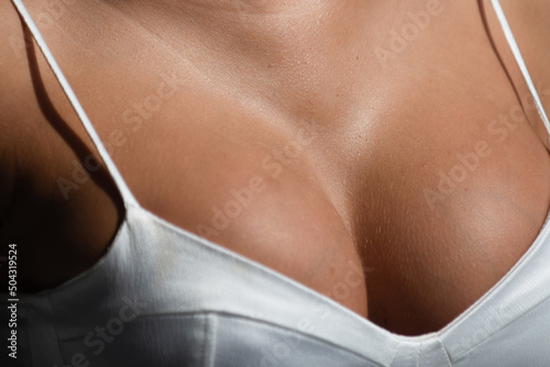 Close up women breast boobs, woman after plastic surgery. Sexy boob. Sexy woman, breasts, big boobs. Sexy boob bra.