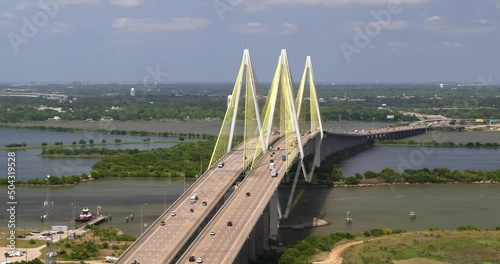 Establishing shot of the Fred Hartman Bridge in Baytown, Texas  photo