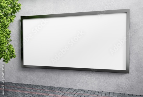 Horizontal white blank billboard poster outdoor for mockup