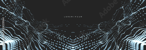 Abstract background with dynamic particles. Circular grid pattern. 3d vector illustration for business, science or technology.