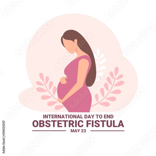 Illustration of pregnant woman, as a banner, poster or template International Day to End Obstetric Fistula.