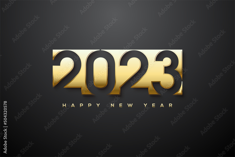 2022 Happy new year with gold truncated numbers