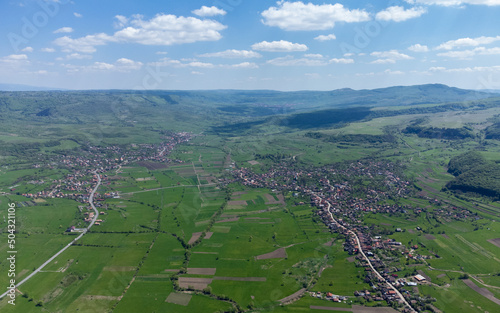 an aerial landscape with villages from Transylvania - Romania photo