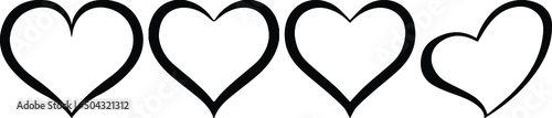 heart icons set vector. Set of love symbols isolated. Heart Black Love Logo Variations. Various simple vector heart love icon. Valentine's Day , medicine concept