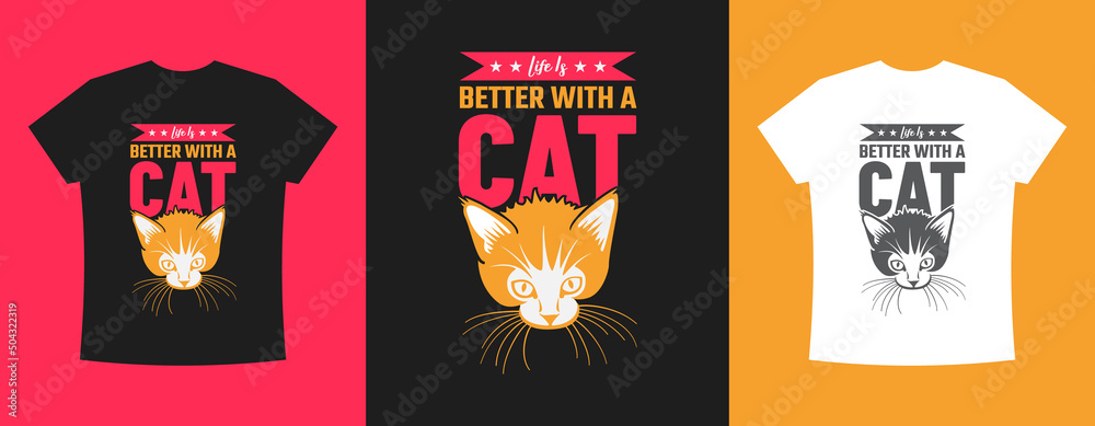 Typography Bulk Custom Cat T-Shirt Design Vector Template Illustration Premium EPS