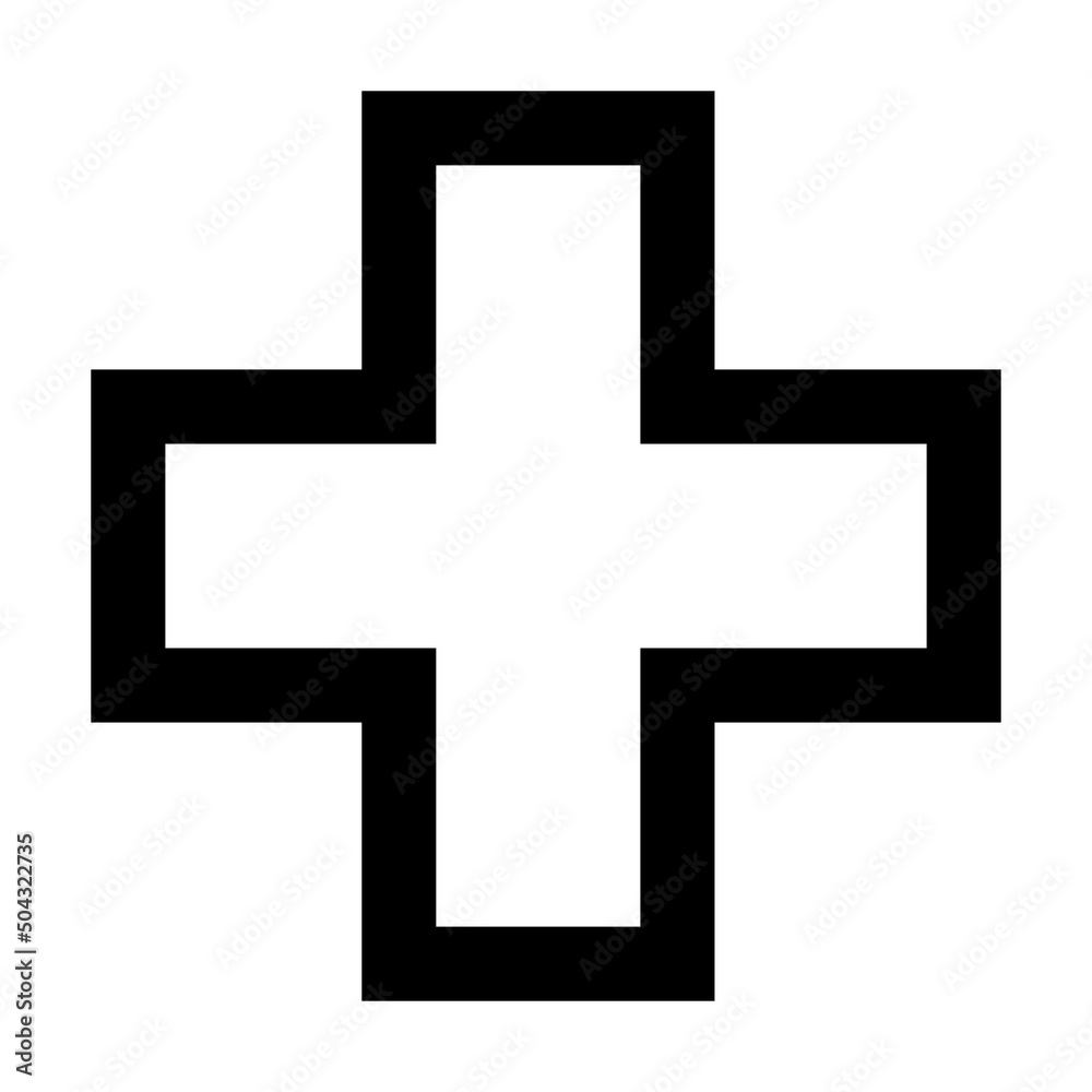 Cross shape symbol vector icon outline stroke for creative graphic design ui element in a pictogram illustration Cross shape symbol vector icon outline stroke for creative graphic design ui element in a pictogram illustration