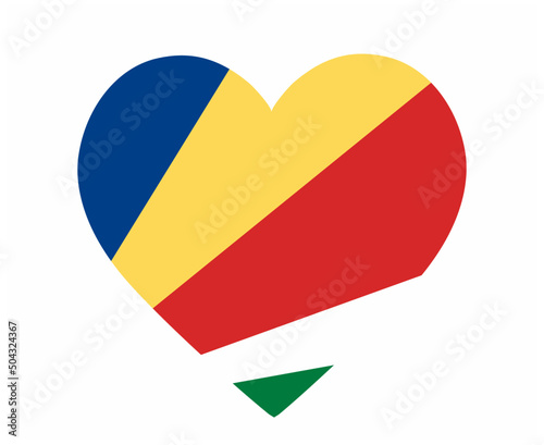 Seychelles Flag National Africa Emblem Heart Icon Vector Illustration Abstract Design Element