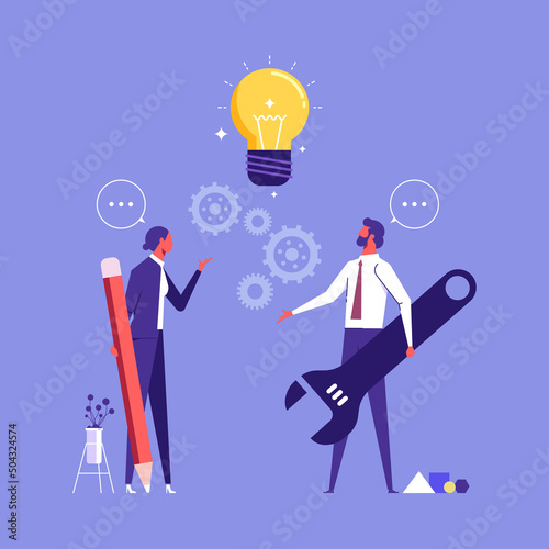 Internship as job career training and skill practice process outline concept, personal development to expert with learning and experience improvement vector illustration, work performance