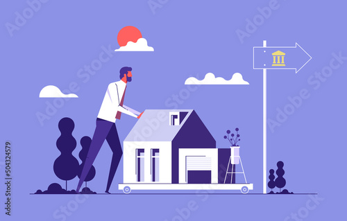 House mortgage refinancing, real estate investment. Invest in house, property purchase, loan refinance concept vector illustration photo