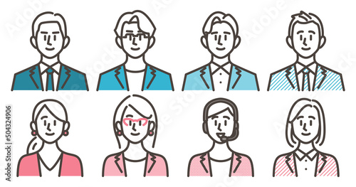 Men and women's business person upper body avatar set [Vector illustration material]