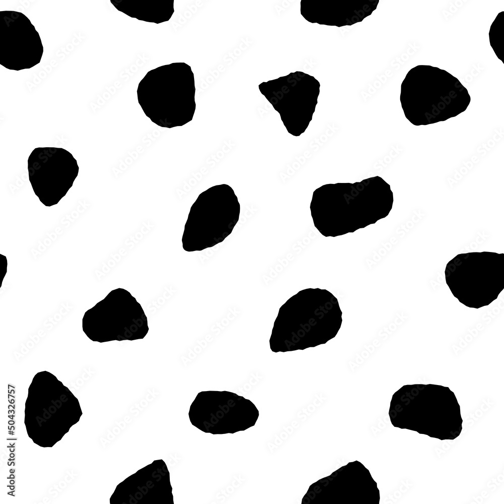 Fototapeta premium Seamless pattern of ink blots on a white square background. Texture paper for collages