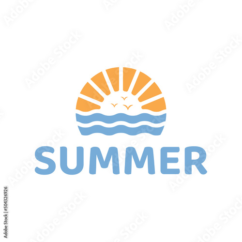 ocean sunset summer logo design