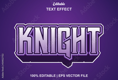 knight text effect with purple color.