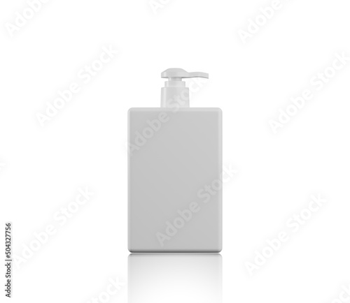 Liquid Soap. cosmetics white Plastic Bottle. Blank white mockup plastic bottle for cosmetic product isolated on white background.  3d render illustration