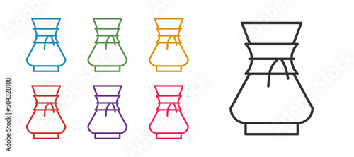 Set line Pour over coffee maker icon isolated on white background. Alternative methods of brewing coffee. Coffee culture. Set icons colorful. Vector