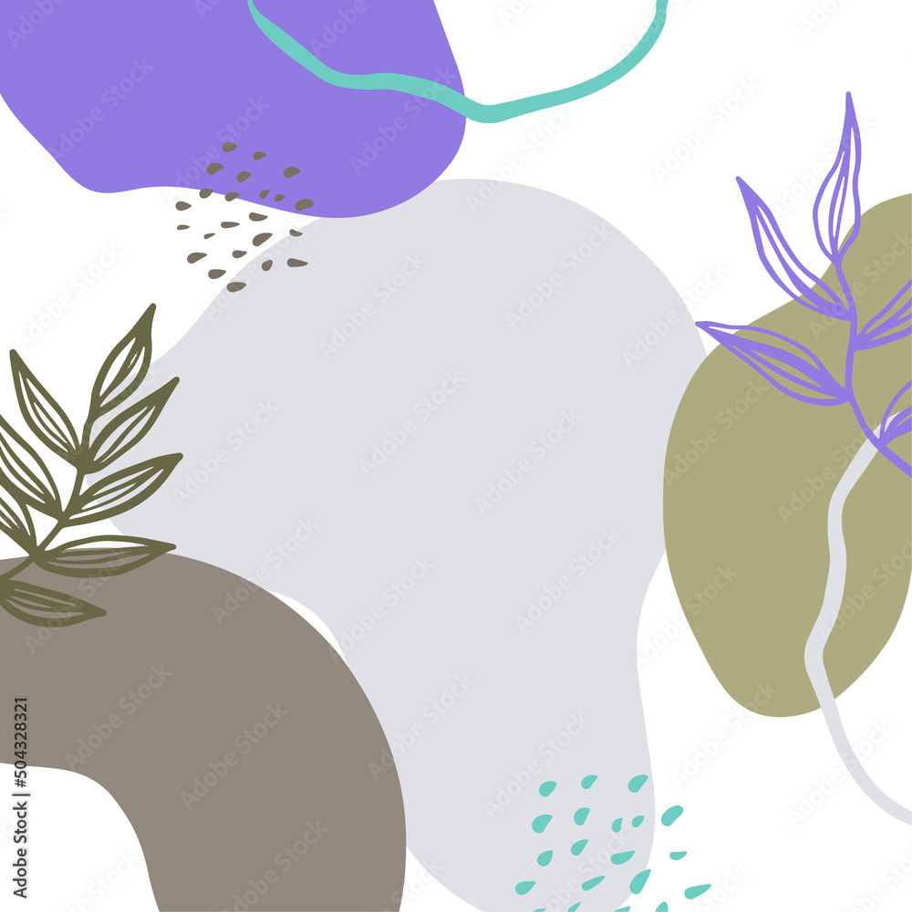 Social media stories and post creative Vector set. Background template with copy space for text and images design by abstract colored shapes, line arts , Tropical leaves warm color of the earth tone Social media stories and post creative Vector set. Background template with copy space for text and images design by abstract colored shapes, line arts , Tropical leaves warm color of the earth tone