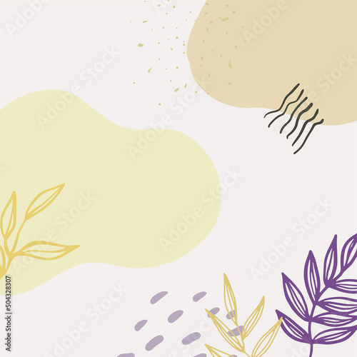 Social media stories and post creative Vector set. Background template with copy space for text and images design by abstract colored shapes  line arts   Tropical leaves warm color of the earth tone