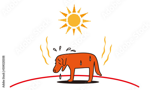 ペットの熱中症イラスト　イヌ