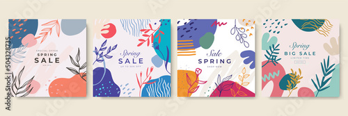 Social media sale spring banners design. Vector illustration templates suitable for web banners, social media posts, mobile app, internet ads.