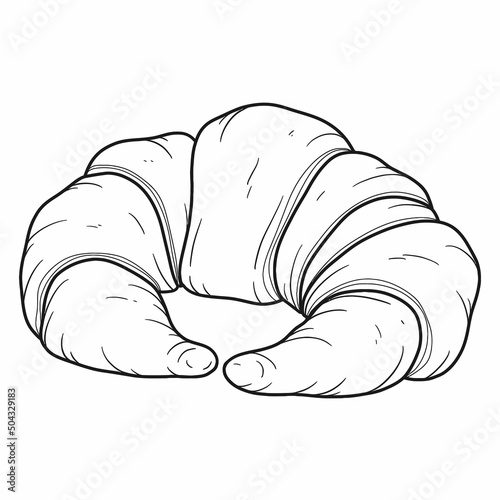 Vector hand drawn croissant icon badge bakery for design menu cafe, label and packaging.