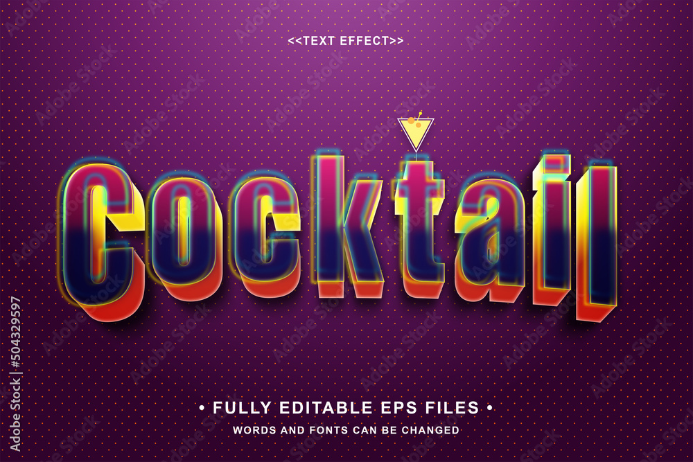editable cocktail text effect with ornament.typhography logo Stock ...