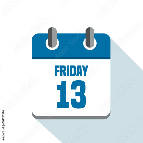 friday the 13th blue calendar icon isolated on white