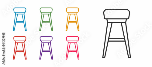 Set line Chair icon isolated on white background. Set icons colorful. Vector