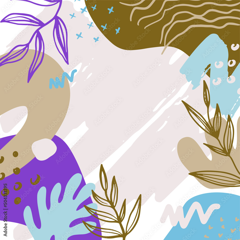 Abstract flowers design template for social media posts, stories, banners, mobile apps, web, print, ads. Vector layout with copy space for text, organic shapes, florals. Pastel colors, natural motifs Abstract flowers design template for social media posts, stories, banners, mobile apps, web, print, ads. Vector layout with copy space for text, organic shapes, florals. Pastel colors, natural motifs