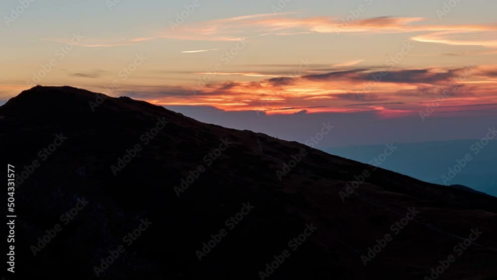 Silhouette of a mountain at sunset, FHD Silhouette of a mountain at sunset, FHD