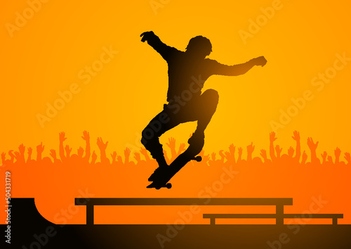 silhouette of a skateboarder