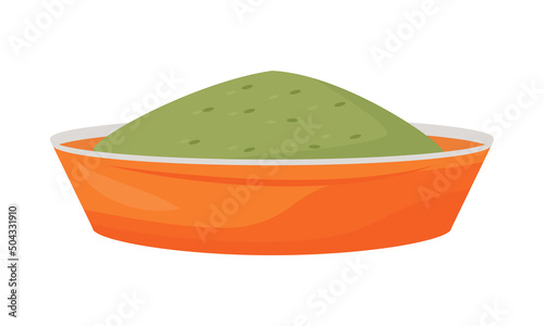 Bowl with vegan dish semi flat color vector element. Full sized object on white. Tasty meal. Spinach vegetarian course simple cartoon style illustration for web graphic design and animation
