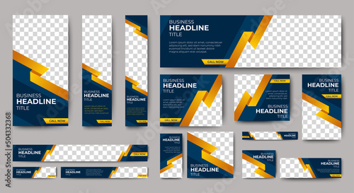 Abstract banner design web template Set, Horizontal header web banner. Modern Gradient Blue cover header background for website design, Social Media Cover ads banner, flyer, invitation card