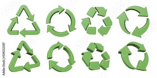 3D Render Recycle Symbol Set