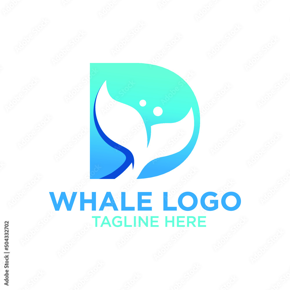 Letter D Whale Logo Design Template Inspiration, Vector Illustration. Letter D Whale Logo Design Template Inspiration, Vector Illustration.