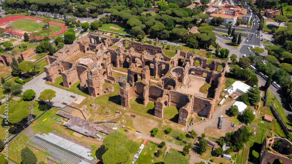 Aerial View Of Baths Of Caracalla Located In Rome Italy They Were Aerial View Of Baths Of Caracalla Located In Rome Italy They Were