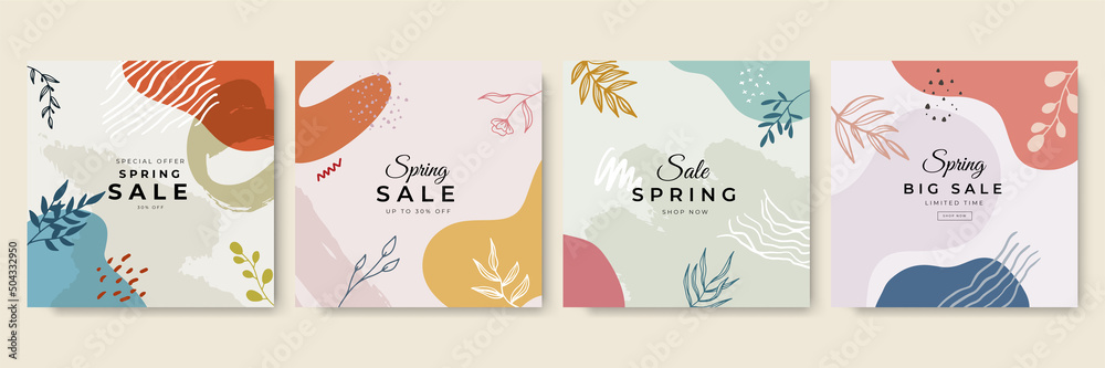 Floral flower minimal design with graphic items. Trendy geometric forms, textures, strokes, abstract and floral decor elements. - obrazy, fototapety, plakaty 
