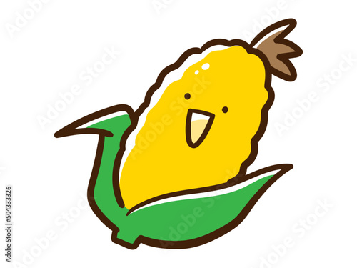 かわいいとうもろこしのキャラクターの手書き風イラスト