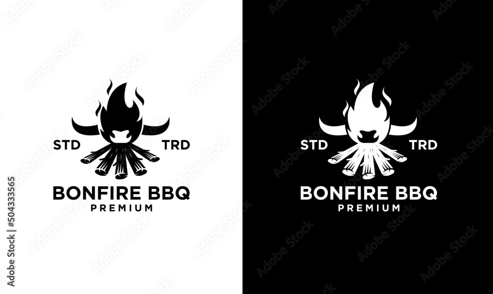 Cow Fire Flame Barbecue Grill food Logo
