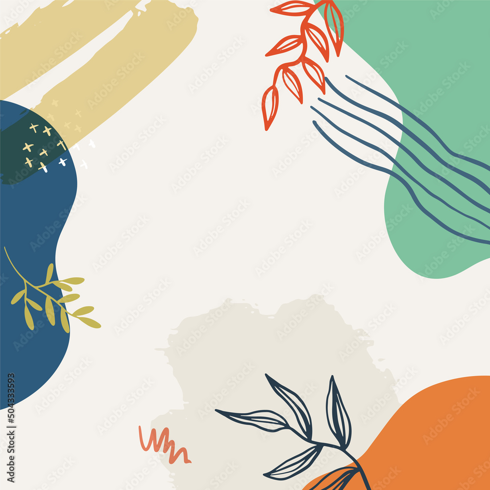 Obraz premium Vector design templates in simple modern style with copy space for text, flowers and leaves - wedding invitation backgrounds and frames, social media stories wallpapers