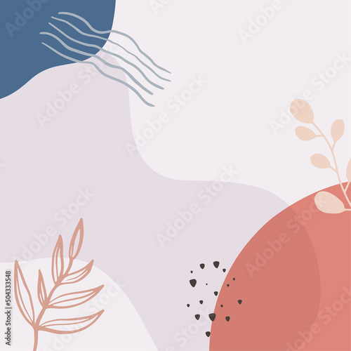 Minimalist abstract background with outline leaves © SyahCreation