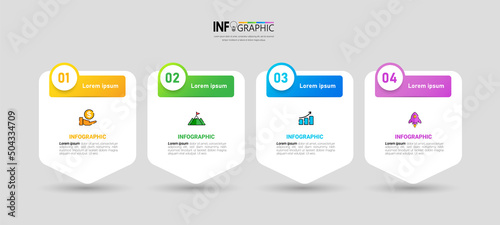 Four steps business infographics template vector.	