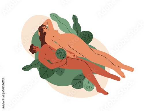 Lesbian love couple of happy women. Intimacy, sexual intimate life, romantic ...