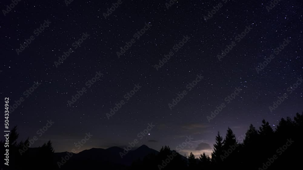 Starry sky with the Milky Way, Slow movement of stars