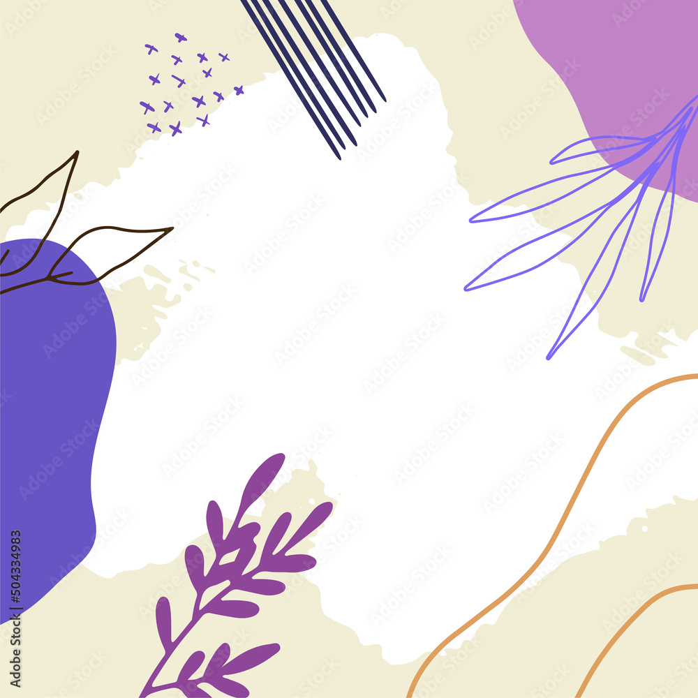 Modern vector illustrations with hand drawn organic shapes, textures and flowers.Trendy creative backgrounds for social media posts and stories, banners, branding design, covers