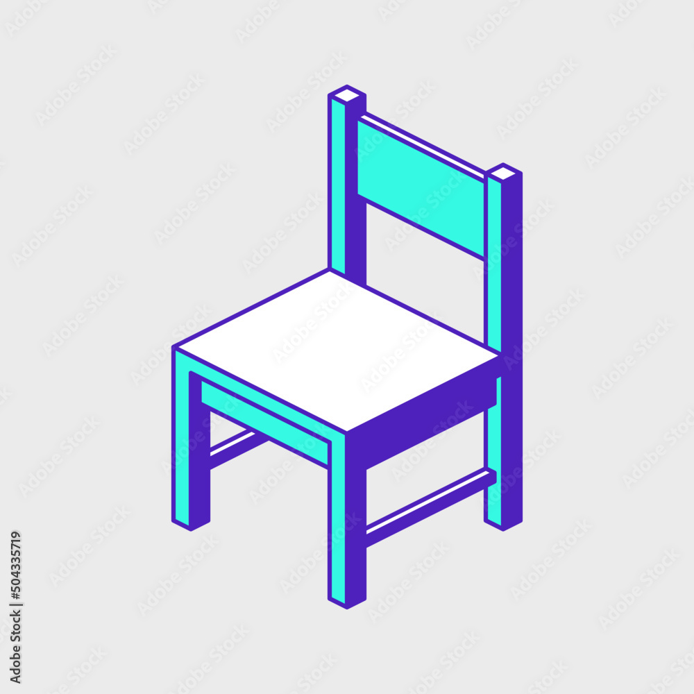 Wooden chair isometric vector icon illustration Wooden chair isometric vector icon illustration