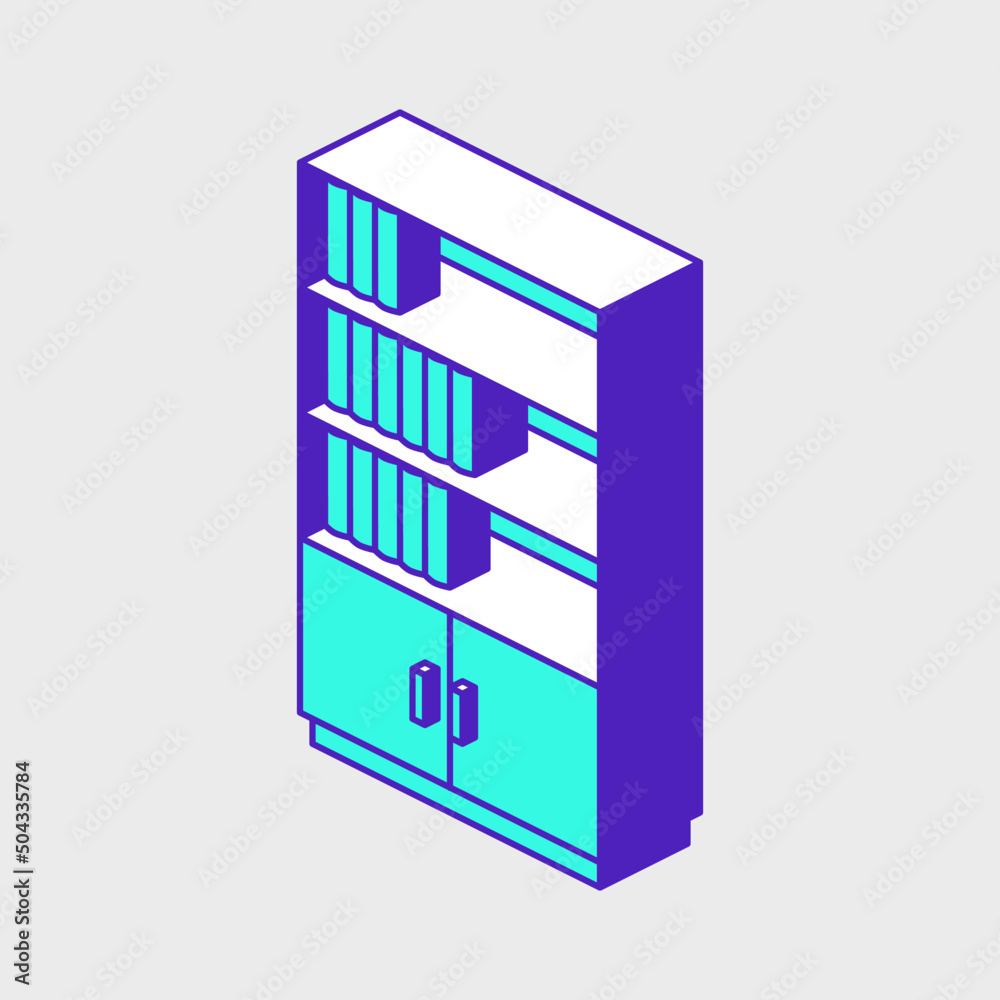 Book shelf isometric vector icon illustration Book shelf isometric vector icon illustration